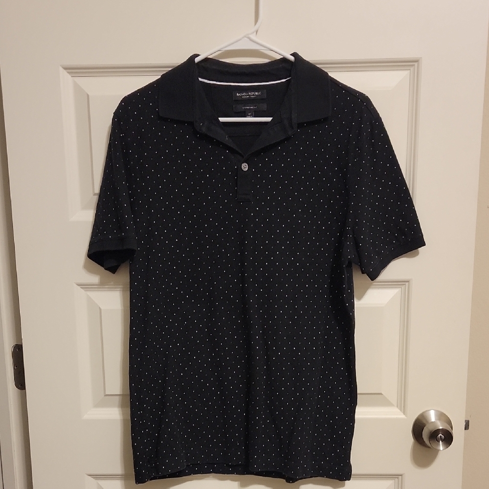 Banana Republic Black Polo with White Dots